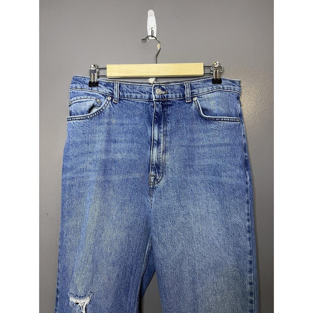 ASOS DESIGN Jeans Mens 34x38 Blue Regular Fit Straight Leg Distressed Denim